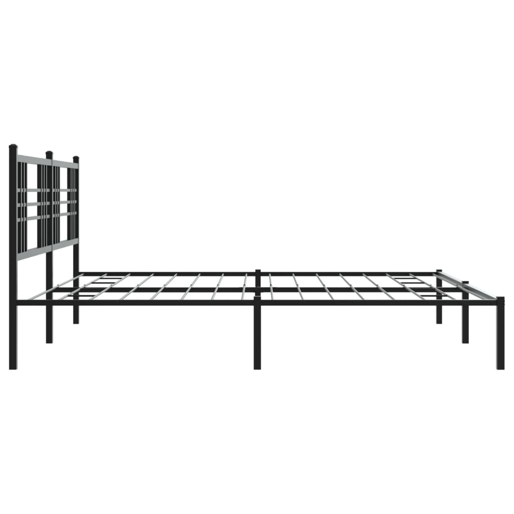 vidaXL Metal Bed Frame with Headboard Black 76"x79.9" King-4