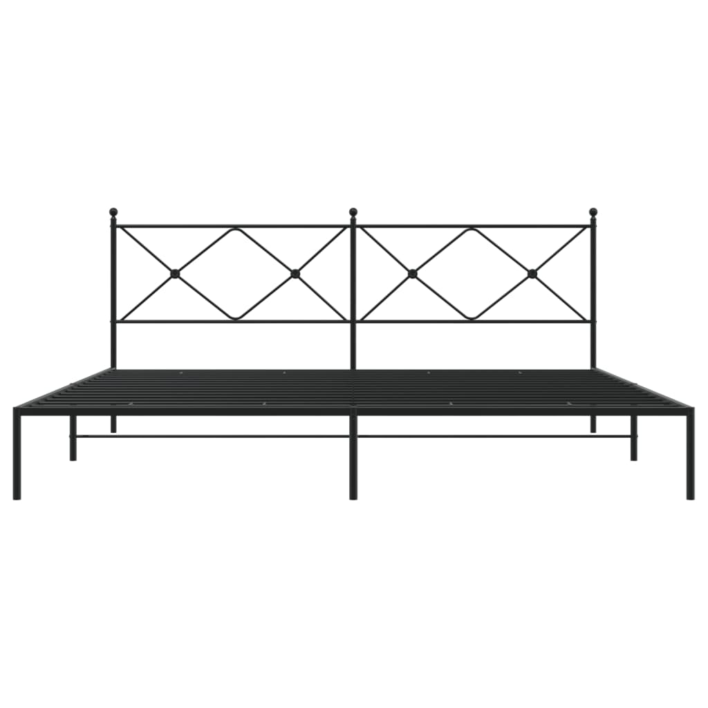 vidaXL Metal Bed Frame with Headboard Black 76"x79.9" King-2