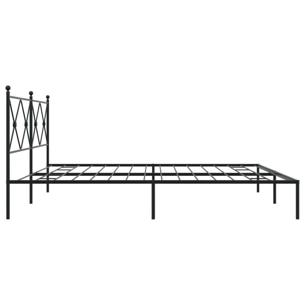 vidaXL Metal Bed Frame with Headboard Black 76"x79.9" King-3