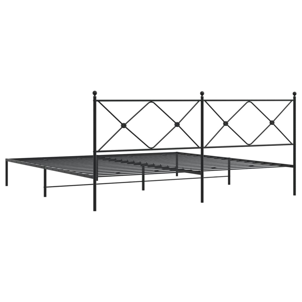 vidaXL Metal Bed Frame with Headboard Black 76"x79.9" King-4