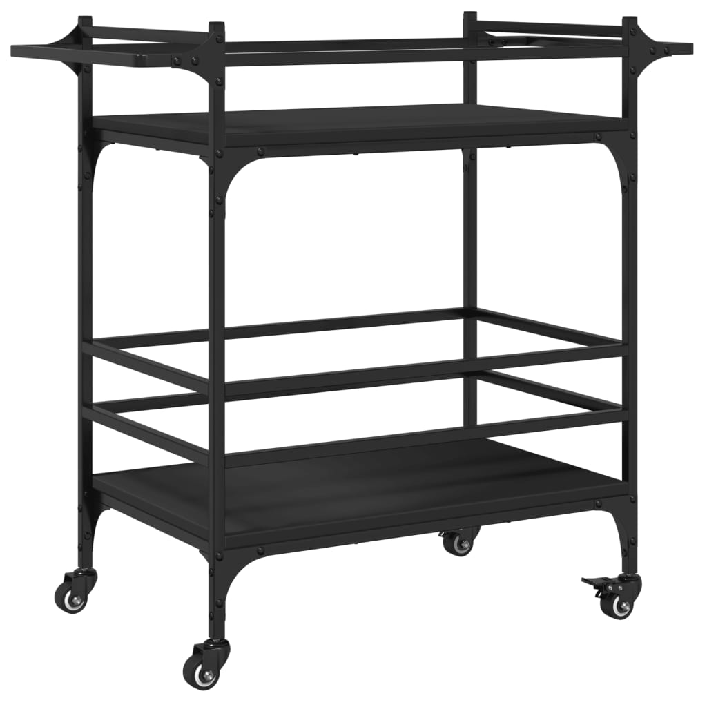 vidaXL Kitchen Trolley Black 32.3"x15.7"x30.9" Engineered Wood-1