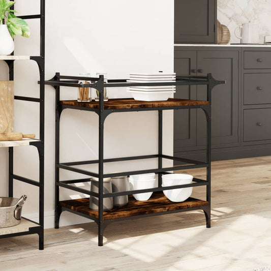vidaXL Kitchen Trolley Black 32.3"x15.7"x30.9" Engineered Wood-0