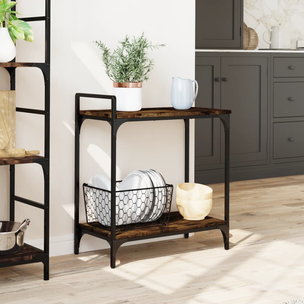 vidaXL Kitchen Trolley Black 23.8"x12.2"x28.5" Engineered Wood-4