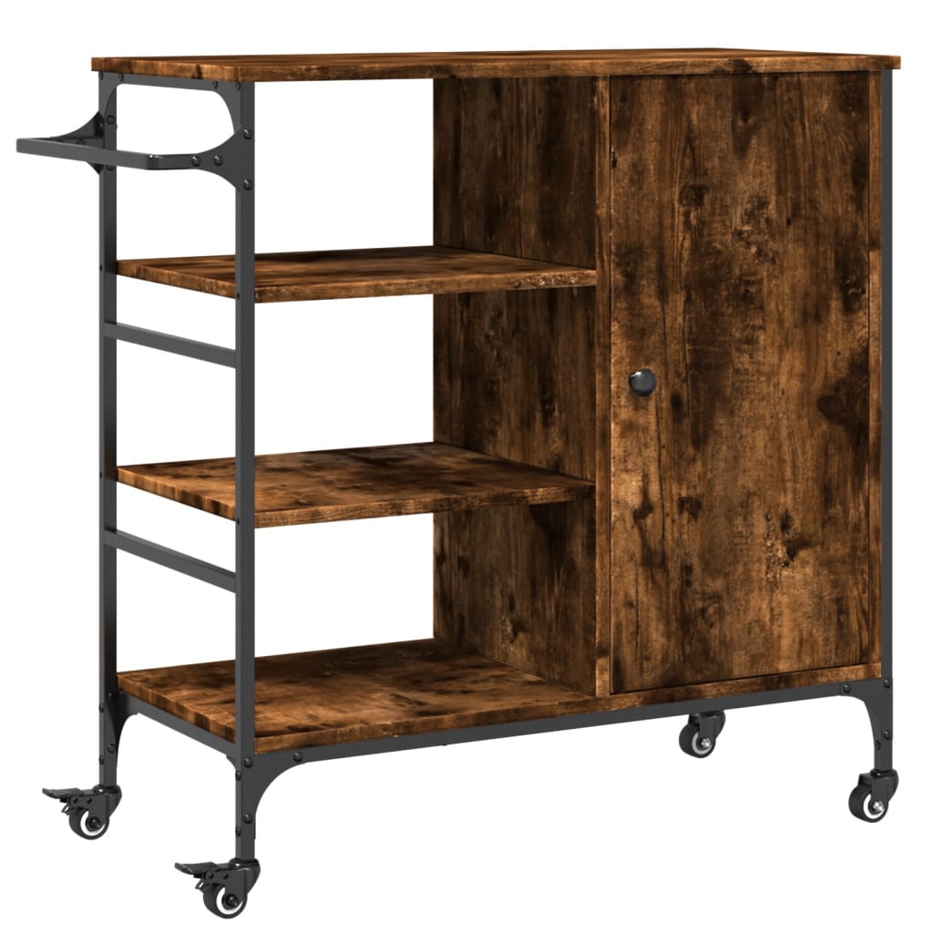 vidaXL Kitchen Trolley Black 34.4"x15.2"x33.3" Engineered Wood-1