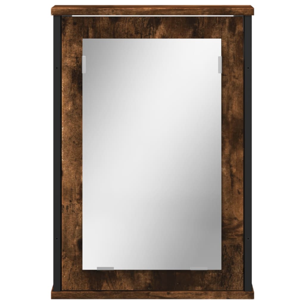 vidaXL Bathroom Mirror Cabinet Black 16.5"x4.7"x23.6" Engineered Wood-4