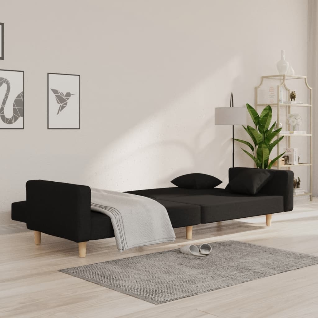 vidaXL 2-Seater Sofa Bed with Two Pillows Loveseat Couch Furniture Fabric-1