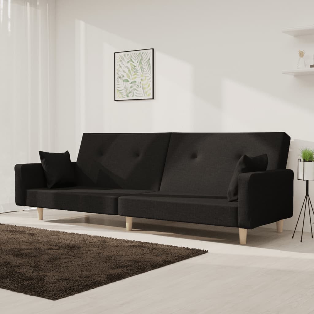 vidaXL 2-Seater Sofa Bed with Two Pillows Loveseat Couch Furniture Fabric-0