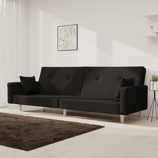 vidaXL 2-Seater Sofa Bed with Two Pillows Loveseat Couch Furniture Fabric-0