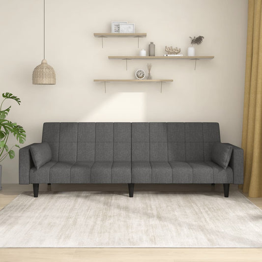 vidaXL 2-Seater Sofa Bed with Two Pillows Loveseat Couch Furniture Fabric-0