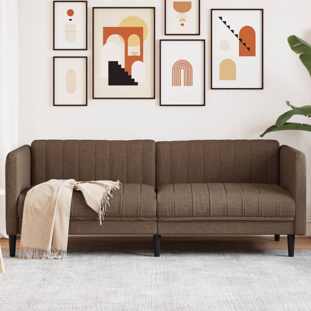 vidaXL Sofa 3-Seater Brown Faux Suede Leather-0