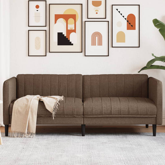 vidaXL Sofa 3-Seater Brown Faux Suede Leather-0