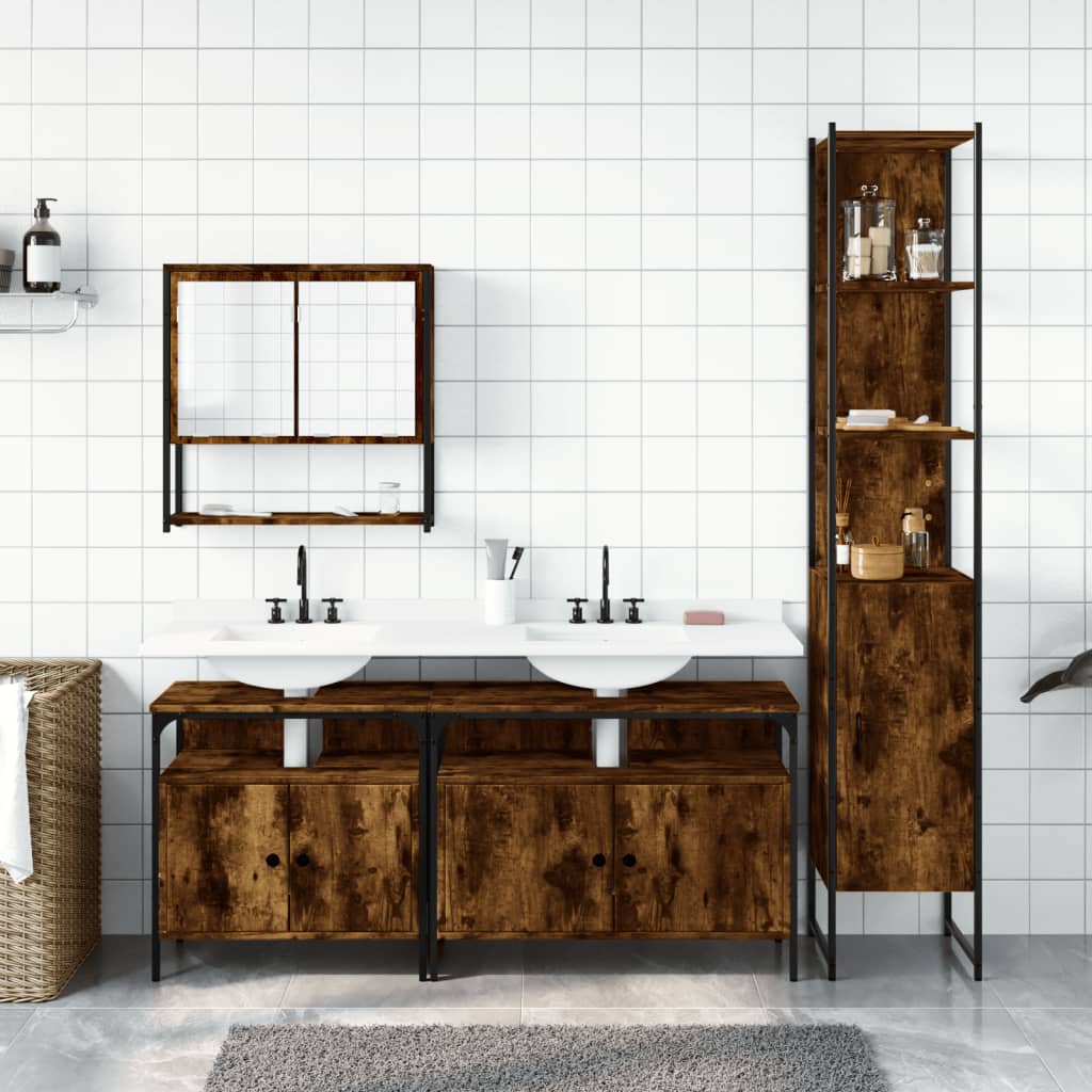 vidaXL Bathroom Furniture Set Storage Cabinet Washroom 4 Piece Engineered Wood-3