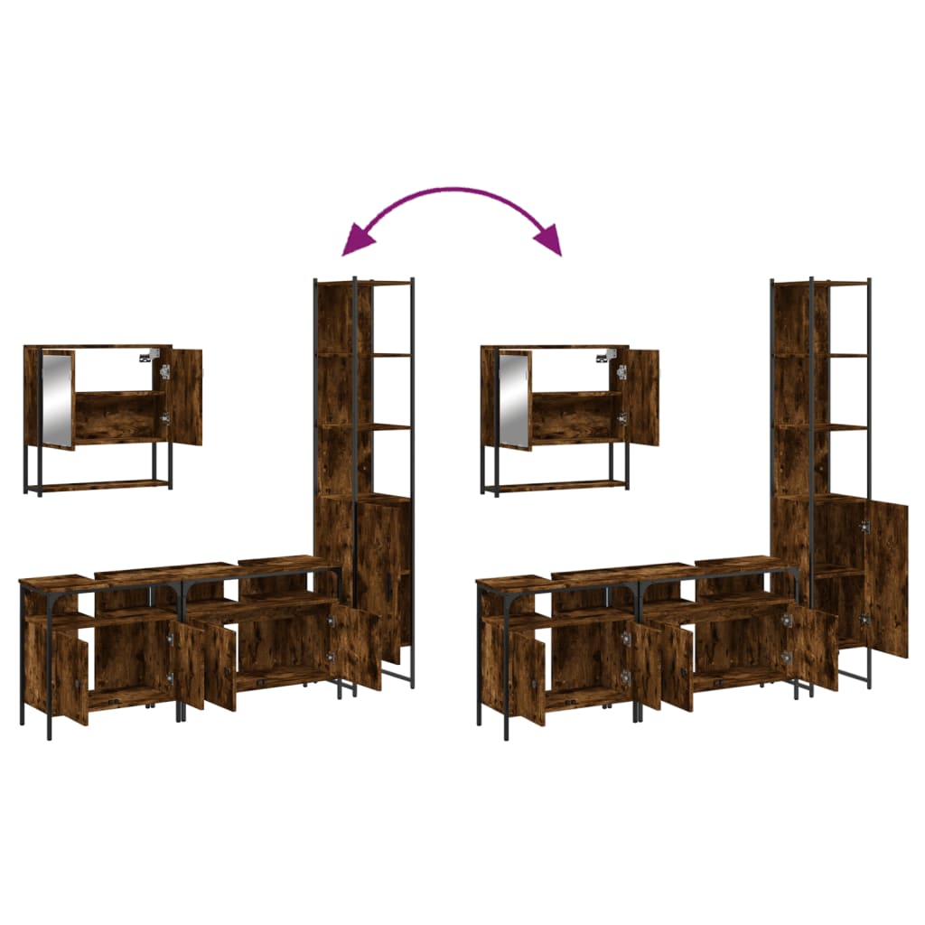 vidaXL Bathroom Furniture Set Storage Cabinet Washroom 4 Piece Engineered Wood-0