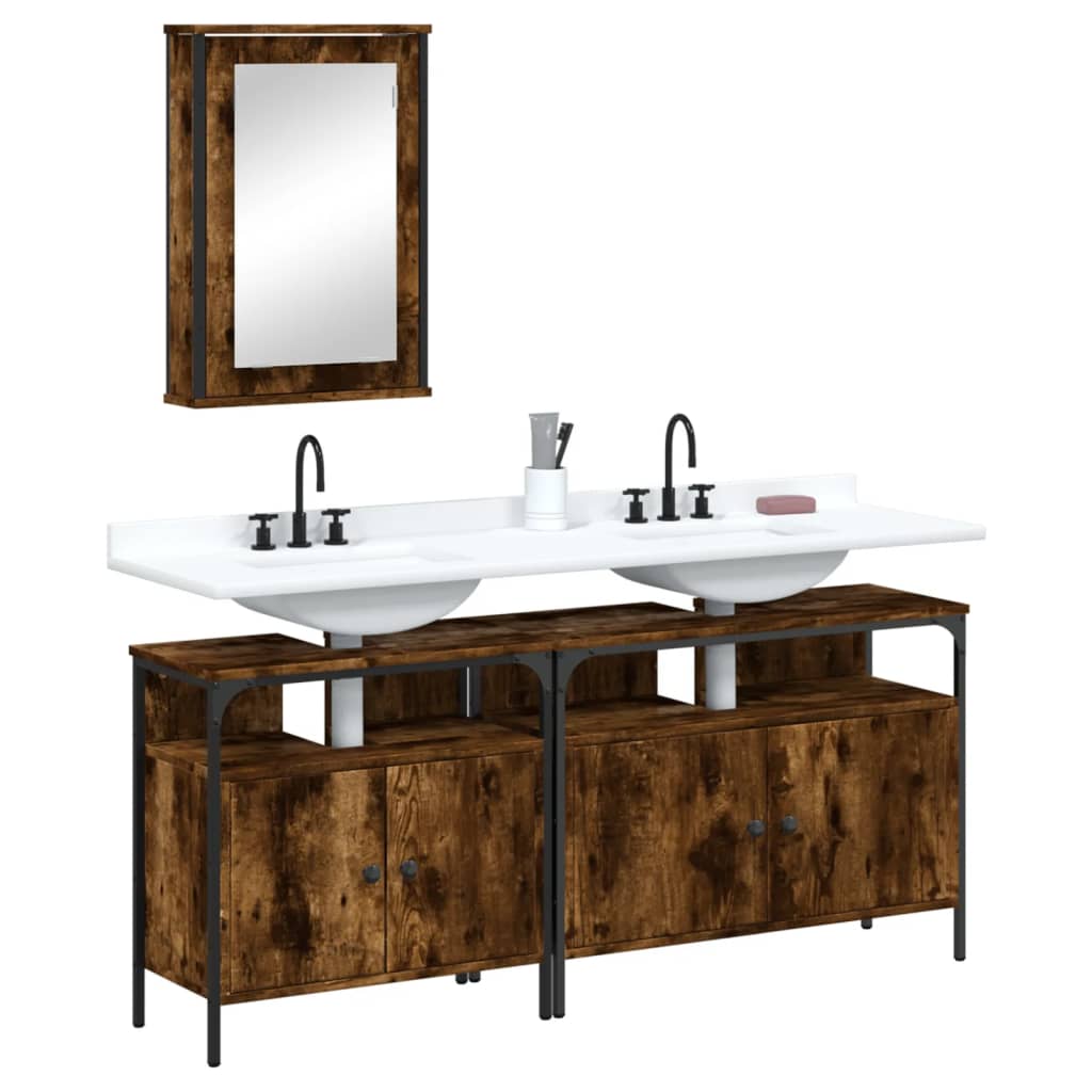 vidaXL 3 Piece Bathroom Furniture Set Black Engineered Wood-5