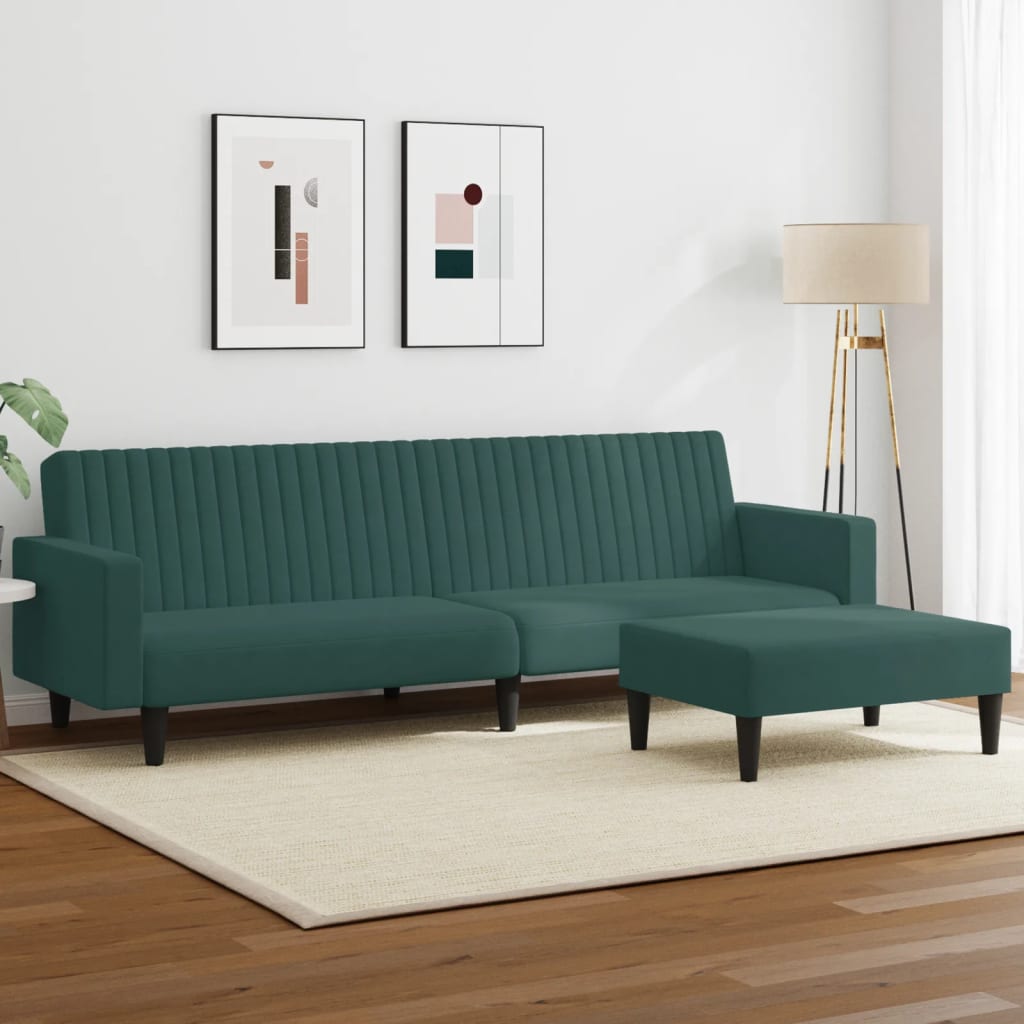 vidaXL 2 Piece Sofa Set Dark Green Velvet-0