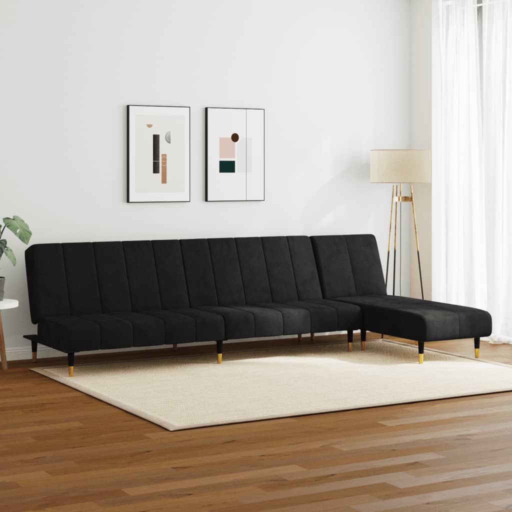 vidaXL 2 Piece Sofa Set Black Velvet-2