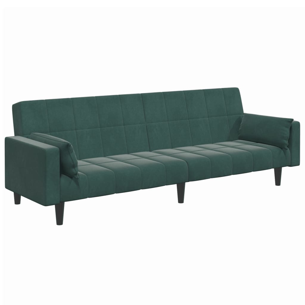 vidaXL 2-Seater Sofa Bed with Footstool Dark Green Velvet-3