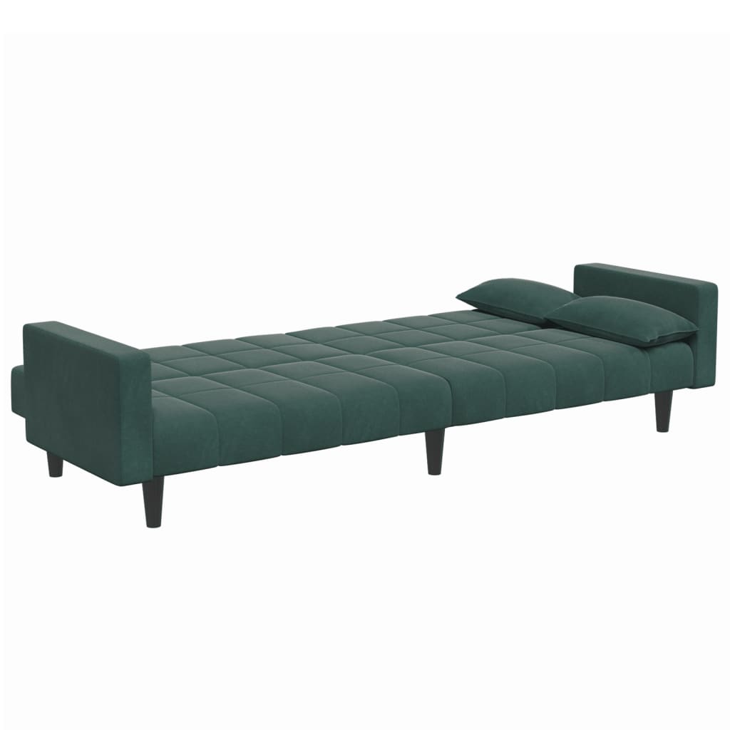 vidaXL 2-Seater Sofa Bed with Footstool Dark Green Velvet-4