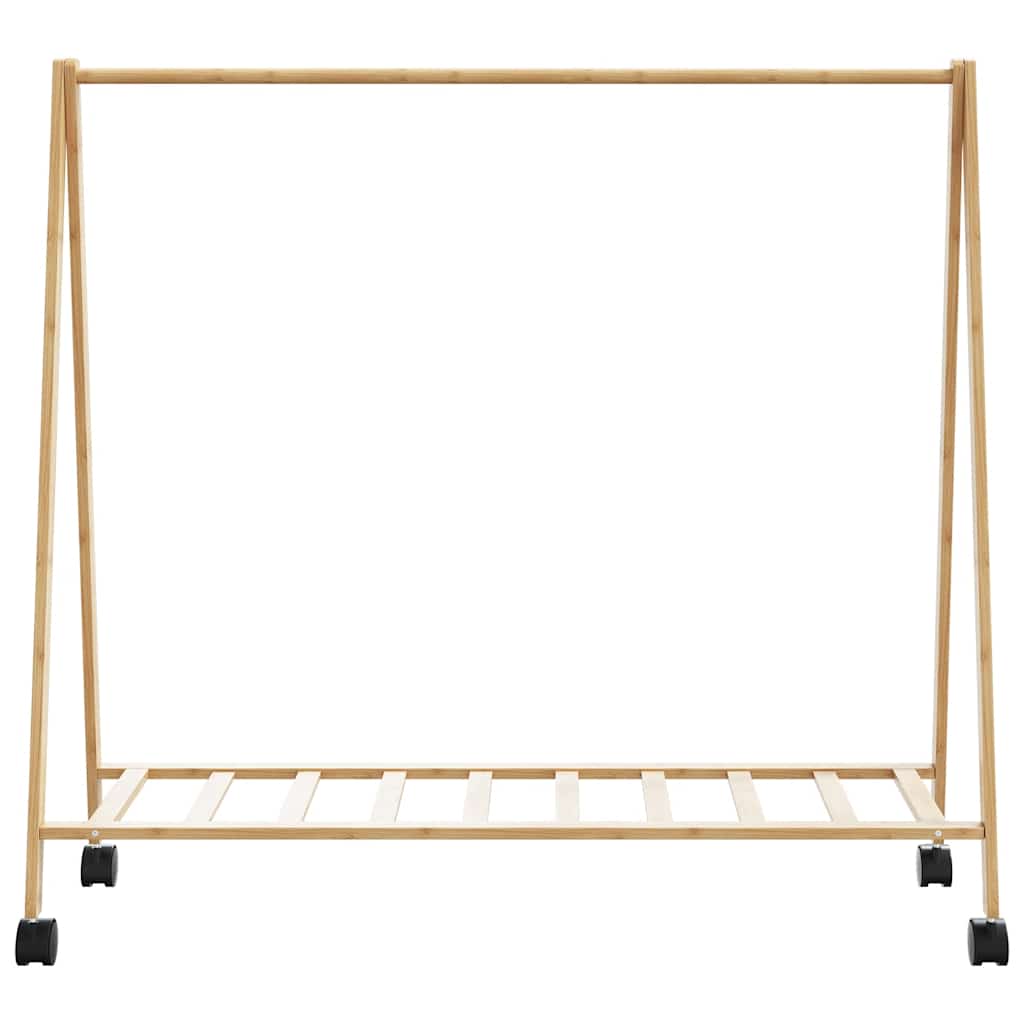 vidaXL Clothes Rack with Shelves and Wheels 41.7"x13.4"x41.9" Bamboo-3