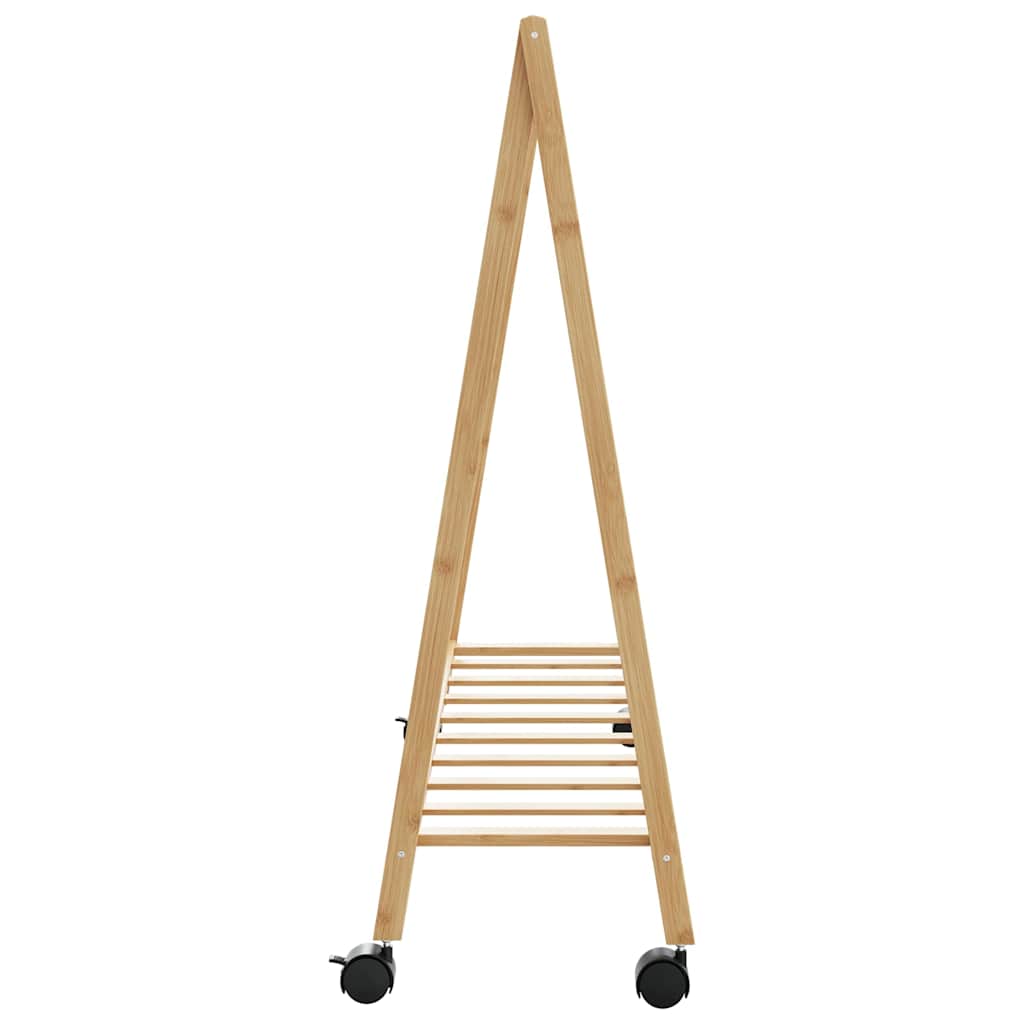 vidaXL Clothes Rack with Shelves and Wheels 41.7"x13.4"x41.9" Bamboo-4