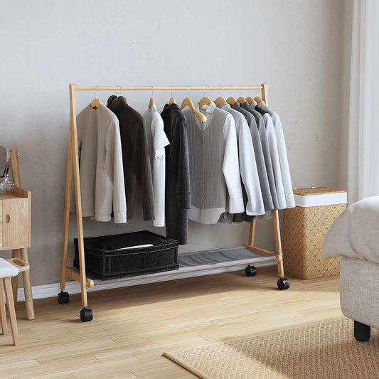 vidaXL Clothes Rack with Shelves and Wheels 41.7"x13.4"x41.9" Bamboo-0