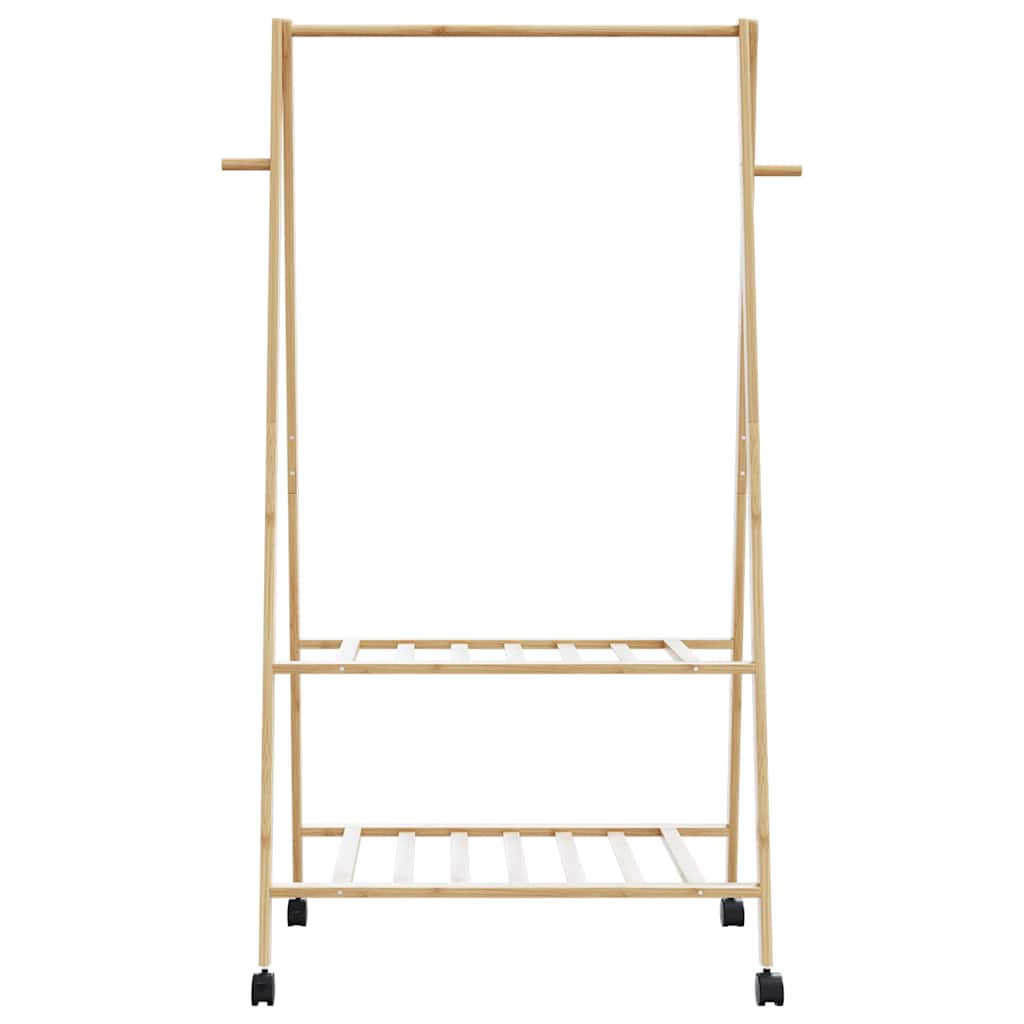 vidaXL Clothes Rack with Shelves and Wheels 37.8"x17.9"x61.2" Bamboo-3