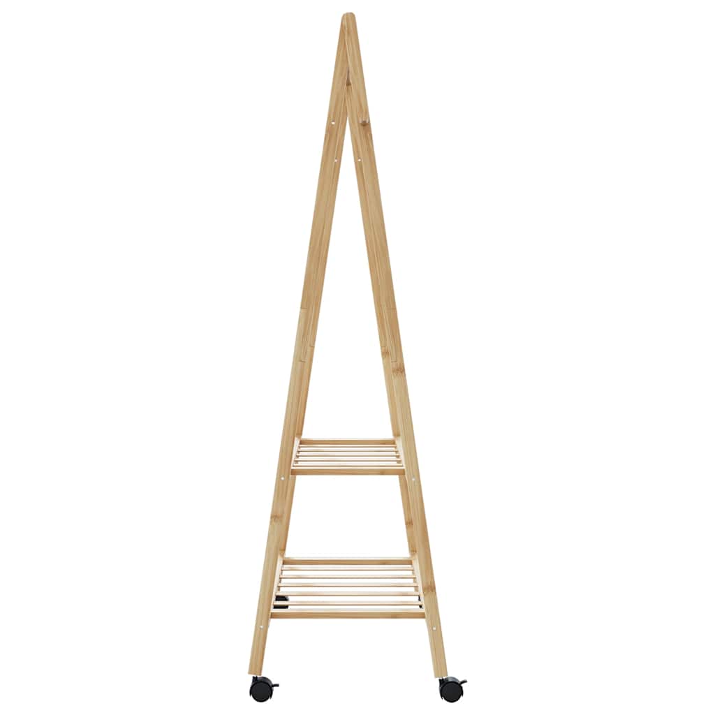 vidaXL Clothes Rack with Shelves and Wheels 37.8"x17.9"x61.2" Bamboo-4