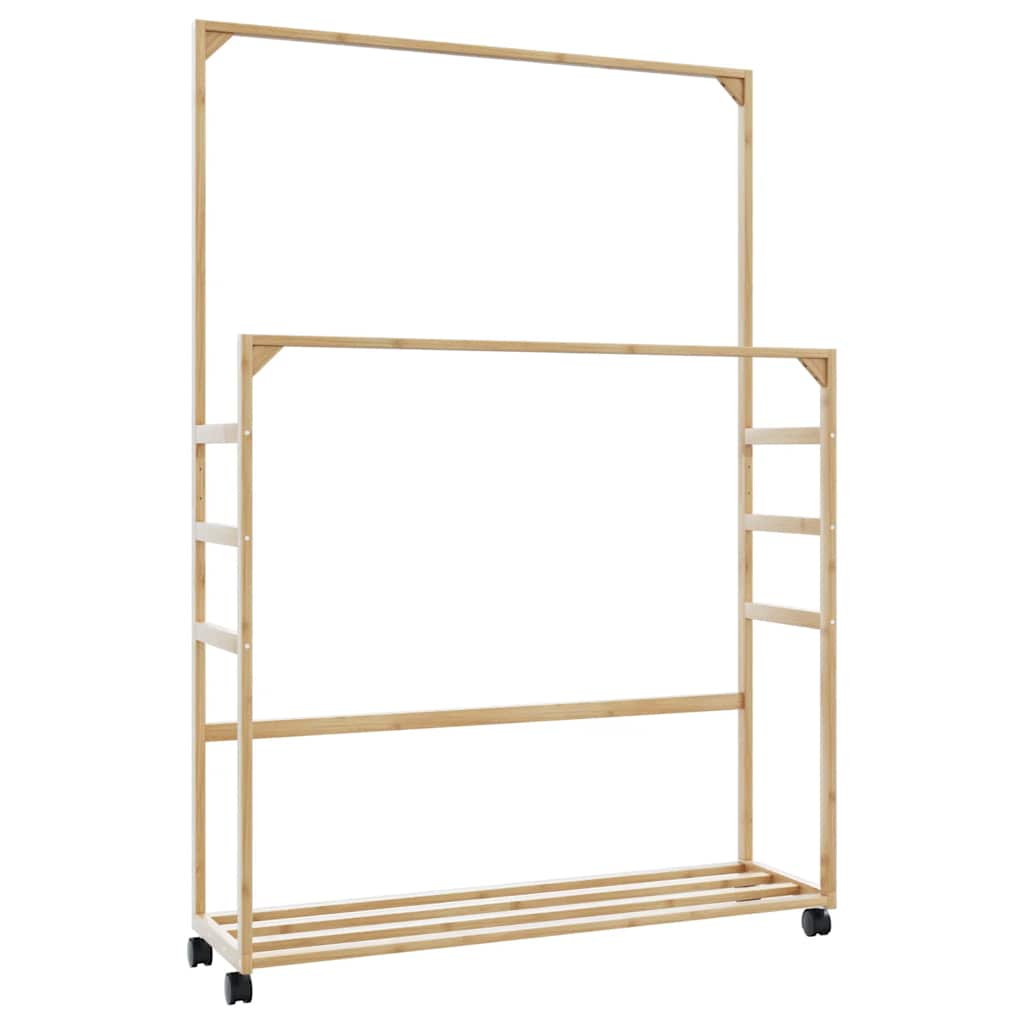 vidaXL Clothes Rack with Shelves and Wheels 35.4"x13.8"x61" Bamboo-0