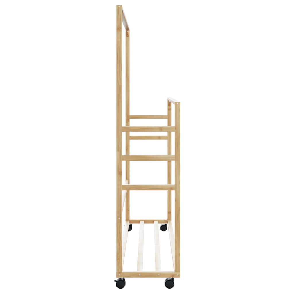 vidaXL Clothes Rack with Shelves and Wheels 35.4"x13.8"x61" Bamboo-4