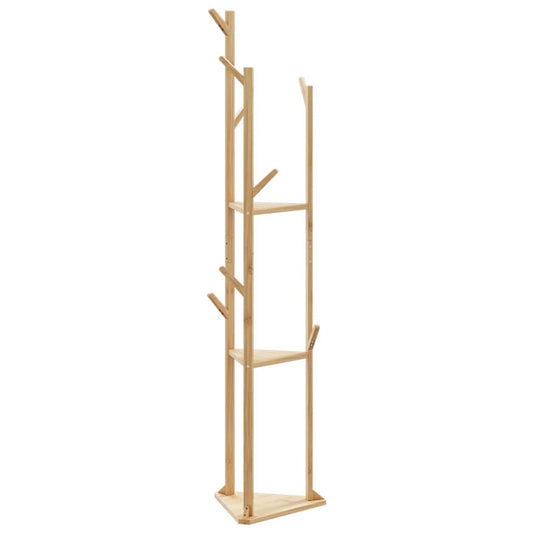 vidaXL Coat Stand with Hooks and Shelves 15.4"x13"x65.4" Bamboo-0