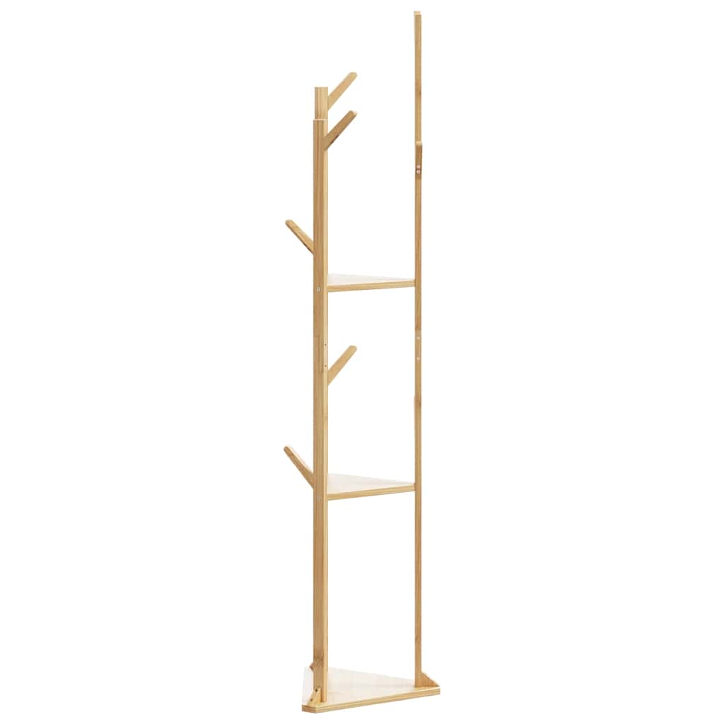 vidaXL Coat Stand with Hooks and Shelves 15.4"x13"x65.4" Bamboo-3