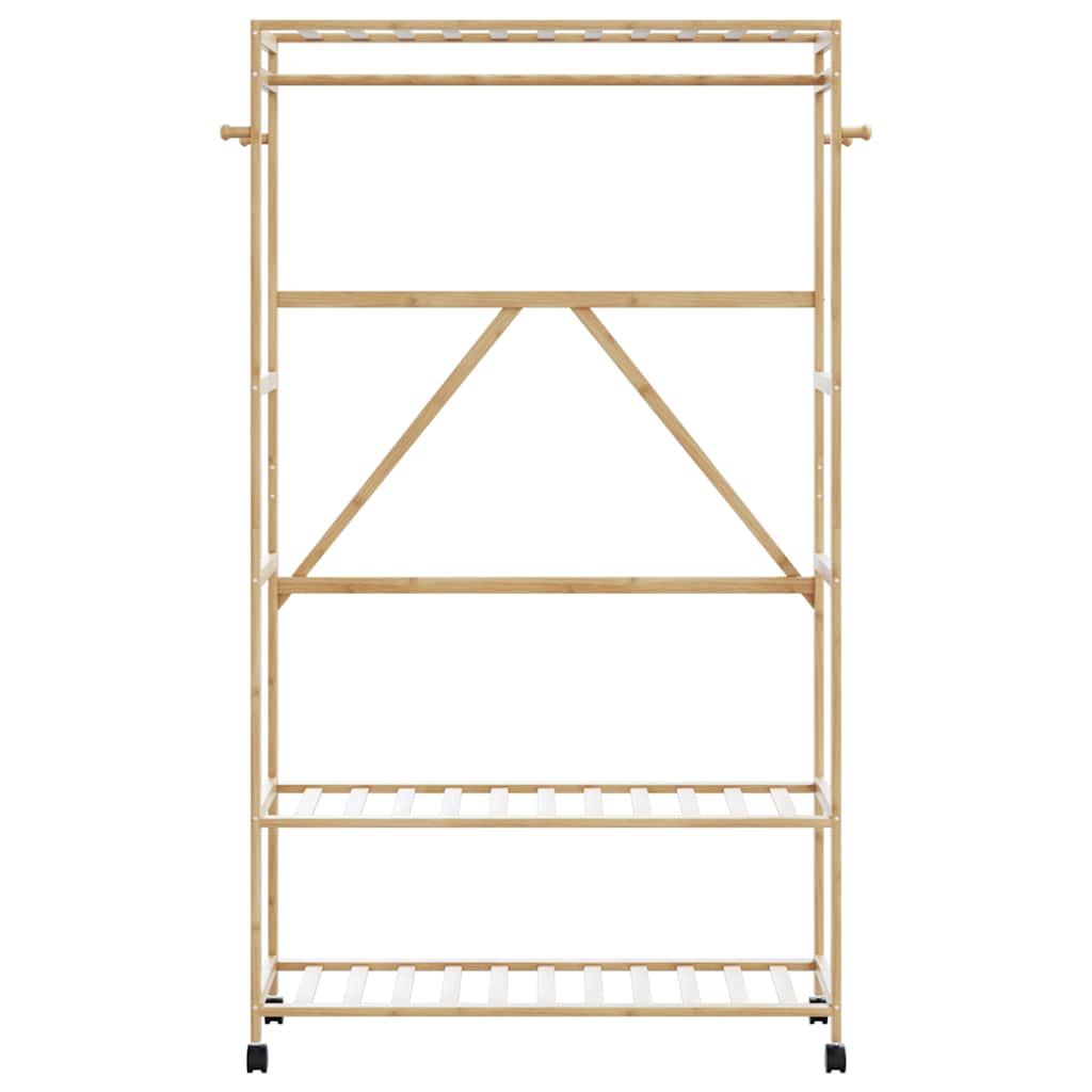 vidaXL Clothes Rack with Shelves and Wheels 43.3"x15.7"x70.9" Bamboo-1