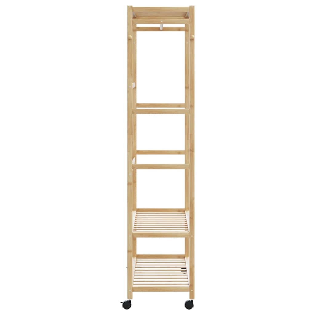 vidaXL Clothes Rack with Shelves and Wheels 43.3"x15.7"x70.9" Bamboo-2