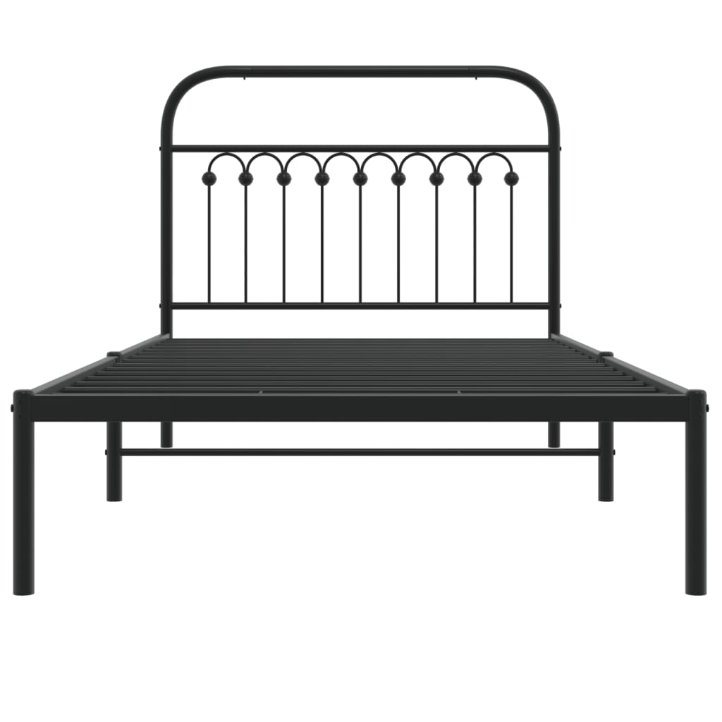 vidaXL Metal Bed Frame with Headboard Black 39.4"x78.7"-3