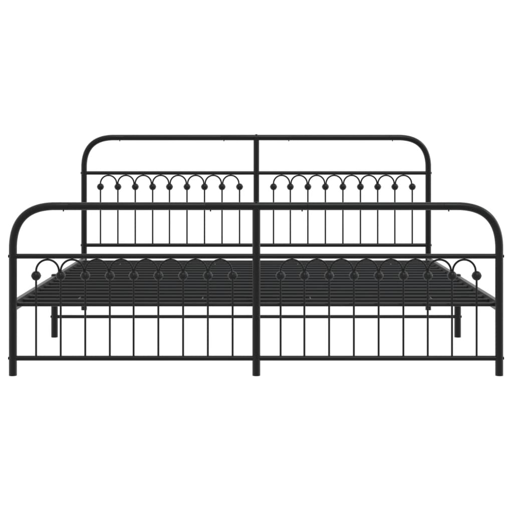 vidaXL Metal Bed Frame with Headboard and Footboard Black 76"x79.9" King-3