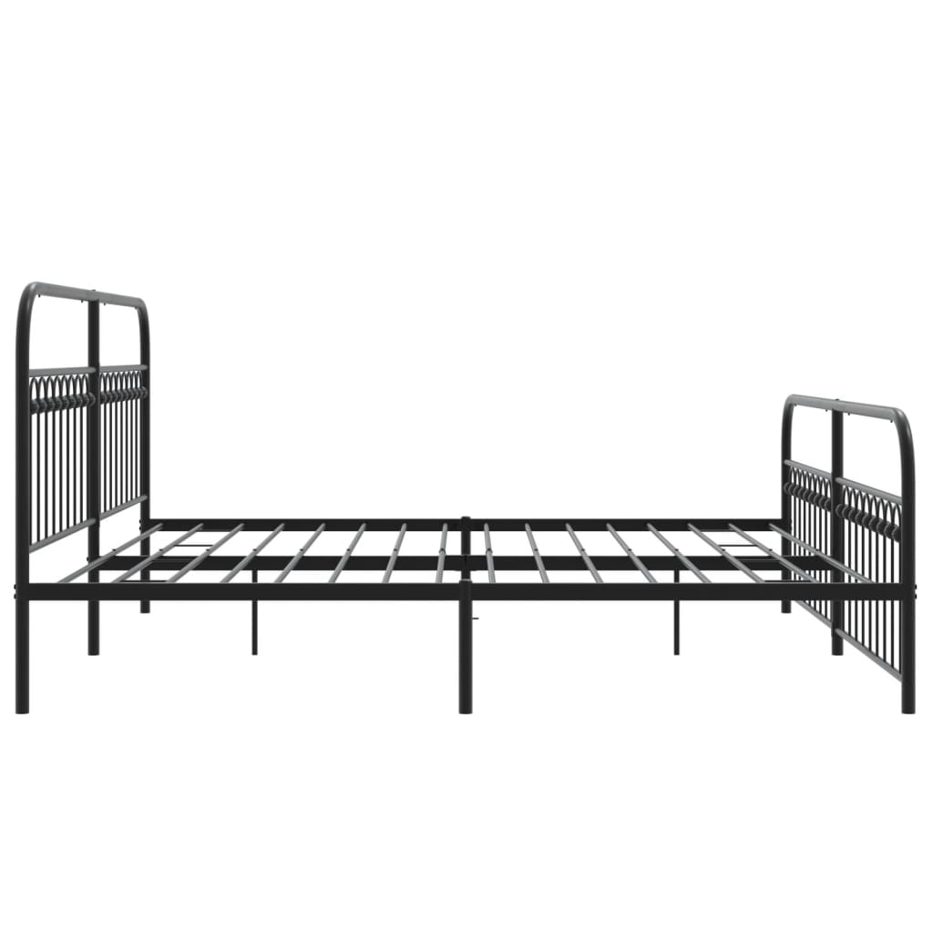 vidaXL Metal Bed Frame with Headboard and Footboard Black 76"x79.9" King-4
