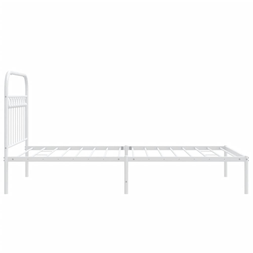 vidaXL Metal Bed Frame with Headboard White 39.4"x78.7"-4