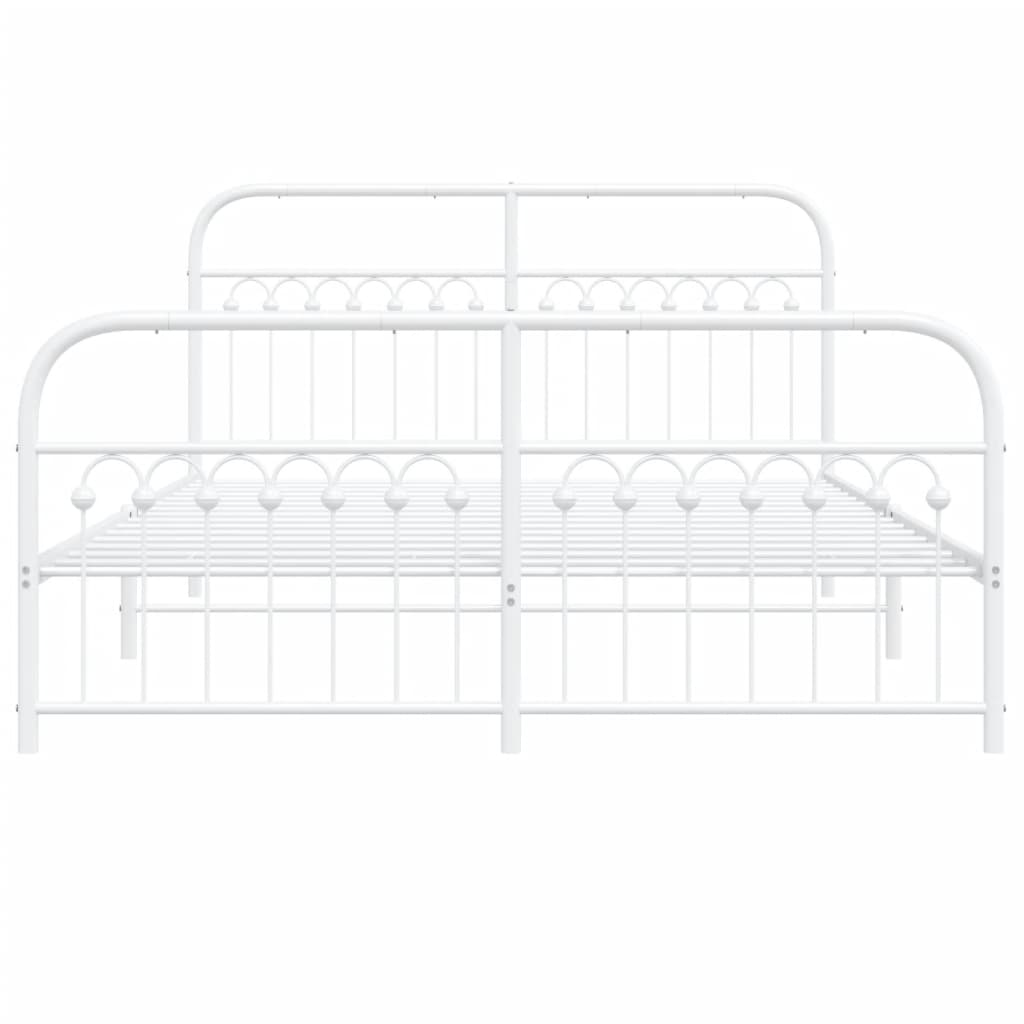vidaXL Metal Bed Frame with Headboard and Footboard White 59.1"x78.7"-4