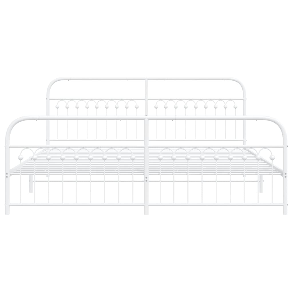 vidaXL Metal Bed Frame with Headboard and Footboard White 76"x79.9" King-3