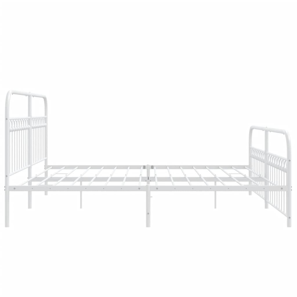 vidaXL Metal Bed Frame with Headboard and Footboard White 76"x79.9" King-4