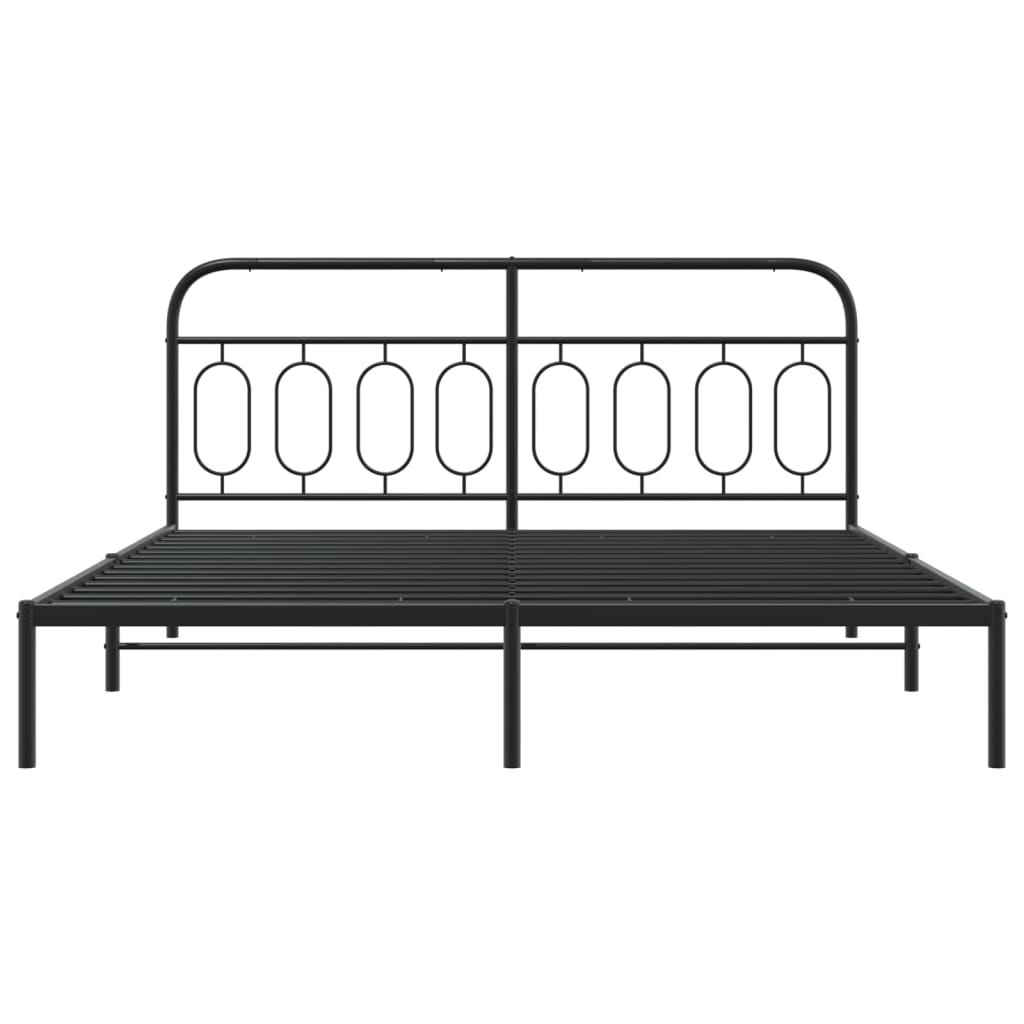 vidaXL Metal Bed Frame with Headboard Black 76"x79.9" King-3