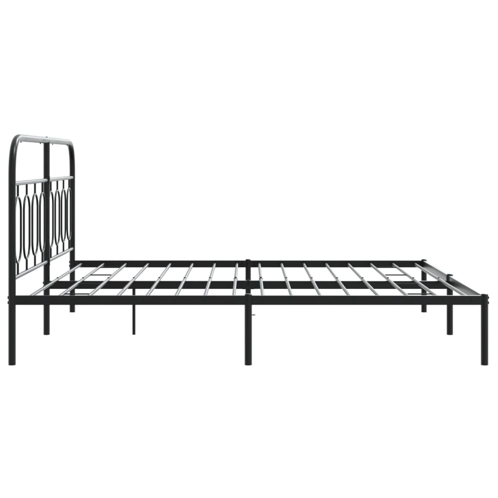 vidaXL Metal Bed Frame with Headboard Black 76"x79.9" King-4