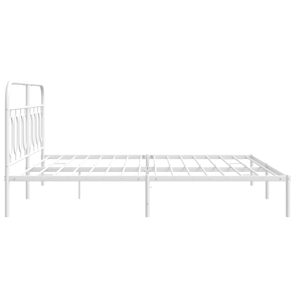 vidaXL Metal Bed Frame with Headboard White 76"x79.9" King-4