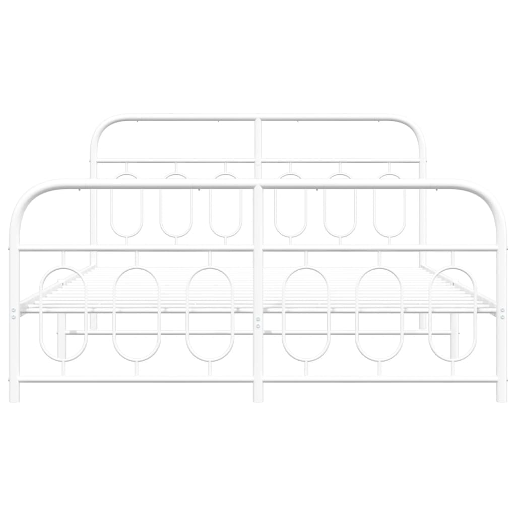 vidaXL Metal Bed Frame with Headboard and Footboard White 59.1"x78.7"-3