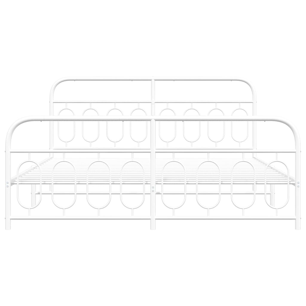 vidaXL Metal Bed Frame with Headboard and Footboard White 76"x79.9" King-3