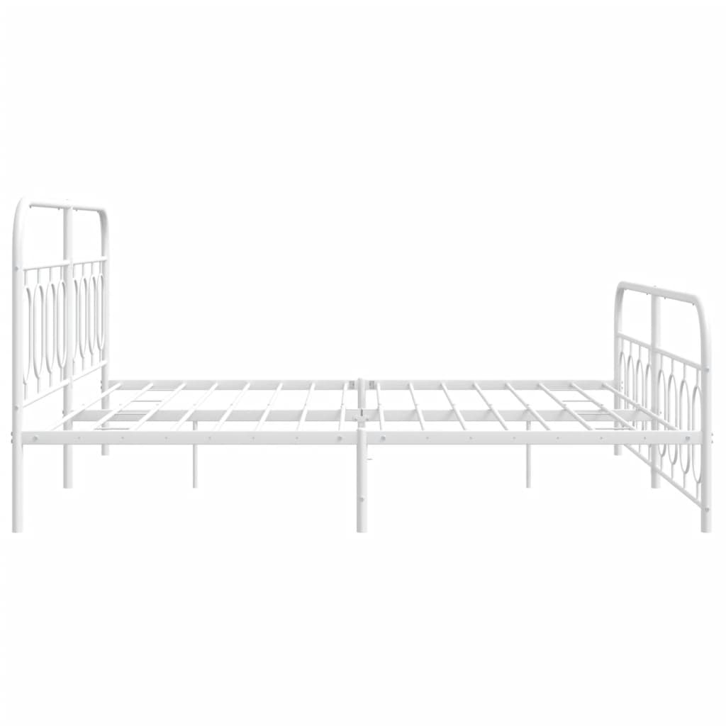 vidaXL Metal Bed Frame with Headboard and Footboard White 76"x79.9" King-4