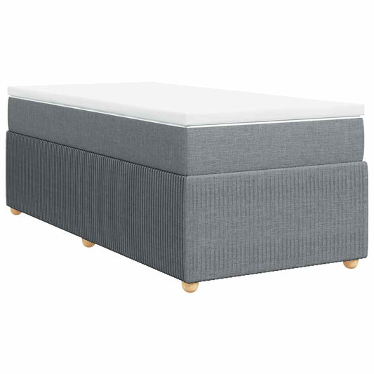 vidaXL Box Spring Bed with Mattress Dark Gray Queen Fabric-0