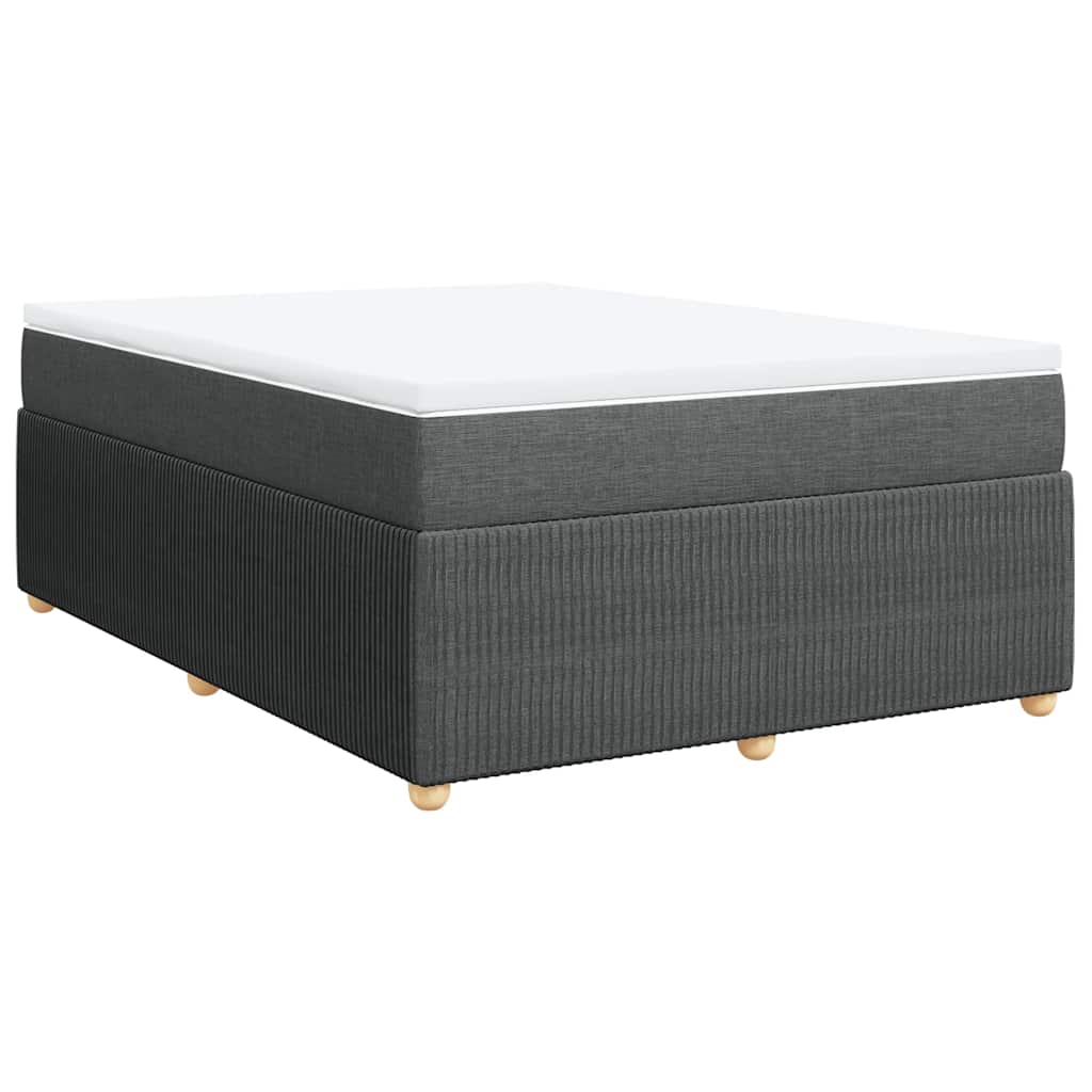 vidaXL Box Spring Bed with Mattress Dark Gray Queen Fabric-4