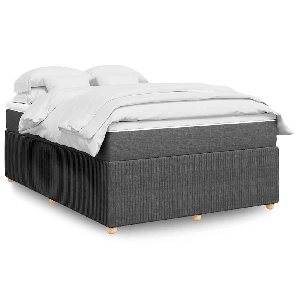 vidaXL Box Spring Bed with Mattress Dark Gray Queen Fabric-1