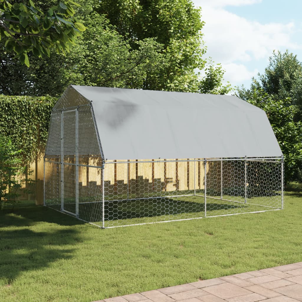 vidaXL Bird Cages 2 pcs with Roof and Door Silver Galvanized Steel-2